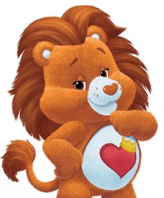 a cartoon lion holding a heart shaped object