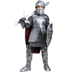 The Fun Costumes Knight Armor Costume for KidsWe aim to provide great historical costume options whether for plays or performances, for Halloween, or just for costume fun! This medieval costume for boys takes its inspiration from the amazing armor suits that knights wore in the medieval ages. Let your little one bring history to life with this knight armor outfit and they're sure to be the bravest knight in the kingdom!Product Design:If your child is ready to defend the kingdom all they'll need Knight Costume For Kids, Medieval Knight Costume, Knight Halloween, Royal Knight, Knight Costume, Fancy Costumes, Boy Halloween Costumes, Medieval Costume, Knight Armor