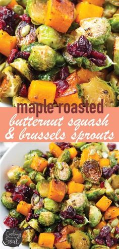 roasted brussel sprouts and brussels sprouts with cranberries