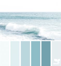 the ocean is blue and white with waves