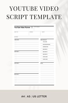 the youtube video script template is shown