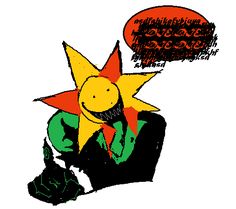 a drawing of a person with a star on their head and speech bubble above them