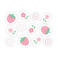 stickers with flowers and strawberries on them