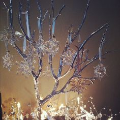 a crystal tree is sitting on a table