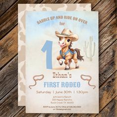 the first rodeo birthday party is ready to be thrown into the wild with this printable cowboy