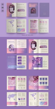 an image of a purple and white brochure with pink flowers on the front