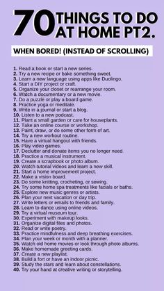 Lists To Make When Bored, How To Be Minimalist, Productive To Do List, Things To Do When Bored At Home, Girly Activities, Indoor Hobbies, Instead Of Scrolling, Be Minimalist, Self Help Skills