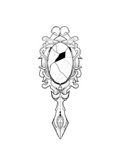 Stainglass Drawing, Broken Tatoos Ideas, Mirror Tattoo Design, Tattoo Frame Design, Hand Mirror Tattoo, Medium Tattoo Ideas, Mirror Sketch, Tattoo Mirror