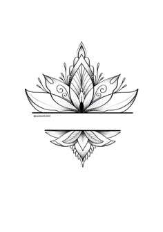 a black and white drawing of a lotus flower