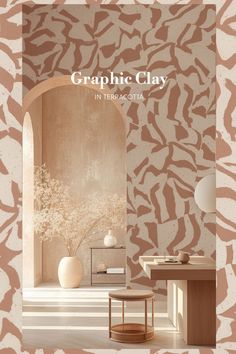 Introduce patterns inspired by nature into your minimalist home with Graphic Clay mural wallpaper. Two types of clay in terracotta and beige come together in this earthy wallpaper design, bringing wabi-sabi pattern to your walls. Explore more organic modern interior design ideas and Japandi wallpapers at belartestudio.com.