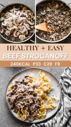 A bowl of creamy beef stroganoff with noodles and parsley. Dinner Recipes Healthy Ground Beef, Easy Healthy Beef Stroganoff, Beef Stroganoff Meal Prep, Ground Beef Stroganoff Healthy, Healthy Big Family Dinners, Ww Stroganoff, Healthy Dinners With Beef, Meal Prep For The Week With Ground Beef, Healthy Dinners For Busy Families