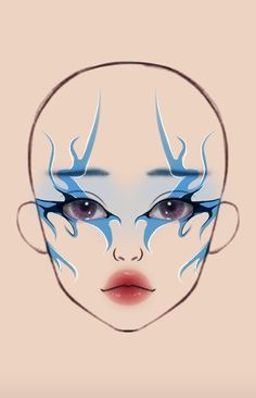 Makeup Designs Art, Creepy Clown Makeup, Which Makeup, Eye And Lip Makeup, Makeup Charts, Face Charts, Makeup Drawing, Punk Makeup, Anime Makeup