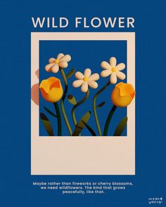 a blue book cover with flowers in the center and words wild flower written below it