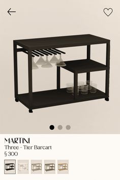 there are three tier bar carts on the website for furniture and home decor items