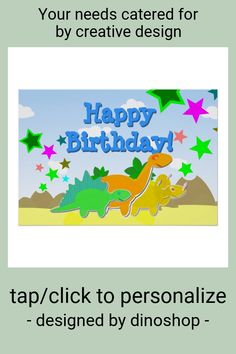 Happy Birthday Poster, Happy Birthday Posters, Cartoon Dinosaur, Birthday Poster, Dinosaur Party, Change Text, Custom Posters, Cool Cartoons, Dinosaurs