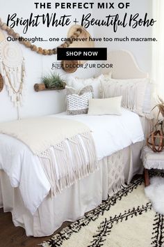 the perfect mix of bright white and beautiful bohou shop now at decor2ur door