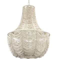 a white chandelier that is hanging from the ceiling with an intricate design on it