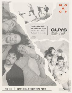 an advertisement for guys from the 1970's, with images of men and women