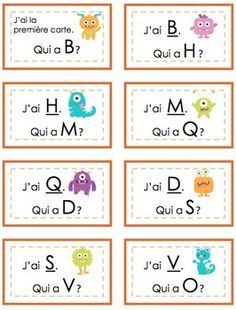 the spanish alphabet flash cards with pictures of monsters and other words in orange, green, blue