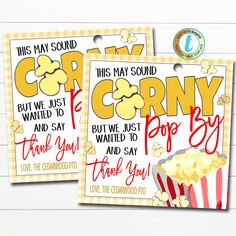 Popcorn Gift Tag, Volunteer Teacher Staff Employee School pto pta Appreciation Week Gift, Poppin By to Say Thank You, DIY Editable Template Popcorn Gift Tag, Volunteer Teacher, Volunteer Appreciation Gifts