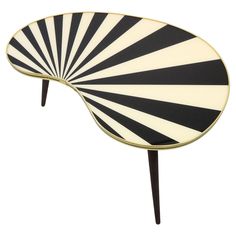 Exclusive offer of one large kidney shaped side table. Very decorative in black-white colored stripes. These tables are a high-quality new production after original models of the 1950s. PLEASE note dimensions: Height: 43cm / 16.93 inch Length: 60 cm / 23.6 inch Depth: 37 cm / 14.57 inch A smaller version you can see in another offer! This offer belongs only to the larger black and white striped table. This idea was born from a long-standing passion for collecting and searching for well-preserved Striped Furniture Painted, Black And White Striped Table, Large Side Table, Striped Furniture, 1950s Models, Grande Table, Striped Table, 50s Style, Small Side Table