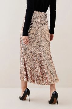 Lydia Millen Textured Sequin Skirt | Karen Millen Lydia Millen, Skirt Collection, Winter 22, Sequin Outfit, Karen Millen, Click Here, Sequin Skirt, Midi Skirt, Sequin