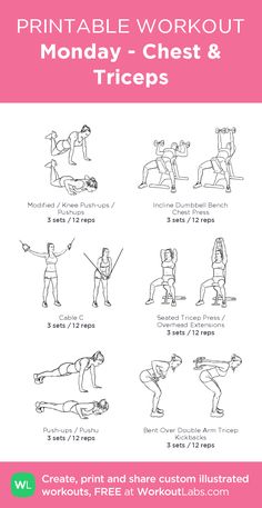 the printable workout poster shows how to do an exercise with one hand and two hands