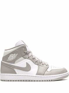 Shop Jordan Air Jordan 1 Mid sneakers with Express Delivery - FARFETCH Air Jordan 1 Mid College Grey, Air Jordan 1 Retro High Og Grey, Jordan Mid Tops, Shoes Sneakers Jordans Women, Neutral Color Jordans, High Rise Jordans, Jordan 1 Air Force, Neutral Jordan 1 Mid, Womens Jordans Sneakers Nike