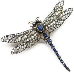 an antique diamond and sapphire dragonfly brooch