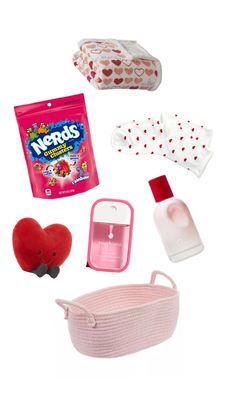 the contents of a doll's purse and accessories are arranged on a white background