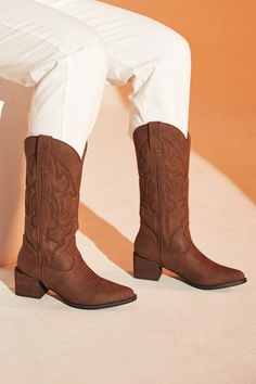 Therapy Ranger Boot Cocoa by Selfie Leslie Ranger Boot, Cowboy Chic, Western Vibes, Yellow Bridesmaids, Pointed Heels, Belt Purse, In Between, Western Boot, Clothing Tags