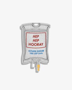 Approximately 1.25" (31.75 mm) tall Colored and transparent hard enamel with polished silver plating Screenprinted text effect Zinc alloy Black rubber clutch backing Iv Solutions, Pill Bottles, Bottle Box, Healthcare Workers, Text Effect, Pharmacist, Book Box, Text Effects, Medical Professionals