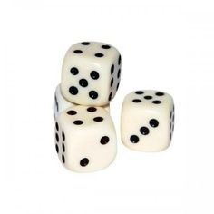 three white dices with black dots on them