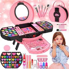 ad eBay - Kids Makeup Kit for Girl, 66 Pcs Washable Makeup Set for Little Girls, Real Cosm - Buy Now, click the link (eBay) Kids Makeup Kit, Fake Makeup, Pretend Makeup, Makeup Kit For Kids, Kids Makeup, Perfect Makeup, Makeup Set, Grown Up, Makeup Kit