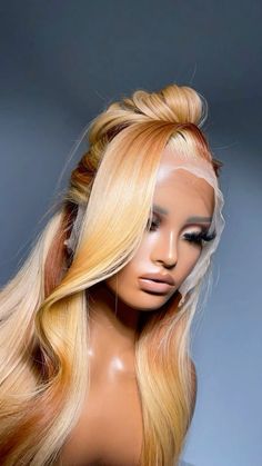 Bodywave Wig, Frontal Wig Hairstyles, Affordable Wigs, Cheap Wigs, Blonde Hair Color Ideas, Honey Blonde Hair, Pink Wig, Pretty Hair Color