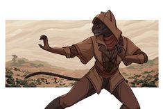 a drawing of a man in a desert outfit