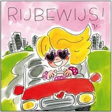 a drawing of a girl driving a car with the words rubewus on it