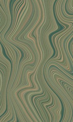 an abstract background with wavy lines in shades of green and beige, as well as brown