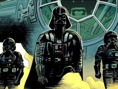 darth vader and his companions in star wars