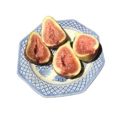 figs on a blue and white plate