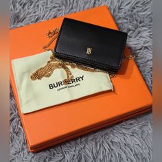 Burberry Card Case With Strap In Gold Hardware In Very Good Condition Only Signs Of Wear A Very Cute Card Case With 3 Compartment Plus 1 Pocket Cute Card, Burberry Black, Burberry Accessories, Key Card Holder, Cute Cards, Card Holders, Card Case, Gold Hardware, Burberry