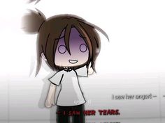 an animated girl is standing in front of a white wall with words above her head