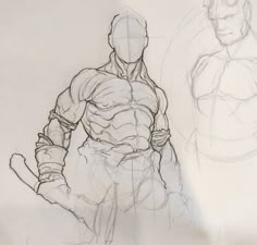 two sketches of the same man in different poses