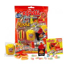 an assortment of candy and candies in a bag