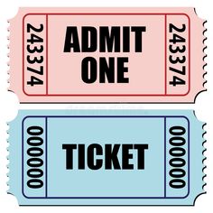 two admit tickets with the words admit one and ticket on them - stock photo - images