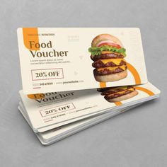 Minimalist Food Gift Voucher Corporate Identity Minimalist Food, Restaurant Poster, Graphic Design Brochure, Visiting Card Design