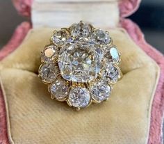 Vintage Right Hand OEC Floral Ring Fine Silver Handmade Engagement Jewelry New Vintage Diamond Engagement Rings 1stdibs, Gold Wedding Rings For Women, Rose Gold Wedding Rings, Crystal Engagement Rings, Cluster Engagement Ring, Wedding Rings Rose Gold, Ring Rose Gold, Rose Gold Wedding, Gold Wedding Rings