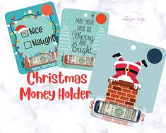 christmas money holders with santa clause on top