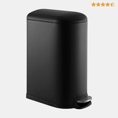 a black trash can with four stars above it