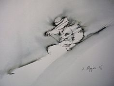 a drawing of a skier going down a slope